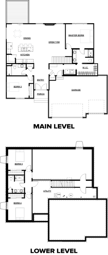 Floor plan of an apartment with living, dining, kitchen, two bedrooms, bathroom, and balcony labeled.